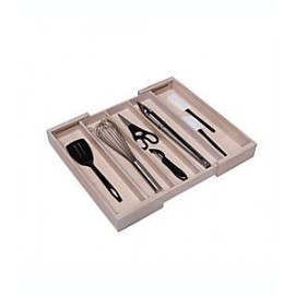 Organizador para cubiertos chico de bambú Squared Away™ expandible color blanco