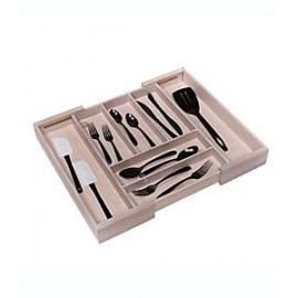Organizador para cubiertos grande de bambú Squared Away™ expandible color blanco