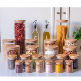 Set de frascos de vidrio The Cabinet™ con tapas de bambú, 22 piezas