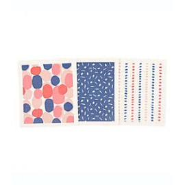 Trapos de cocina de algodón Simply Essential™ con diseño múltiple color salmón/azul, 3 piezas