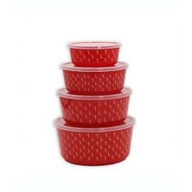 Contenedores de plástico H for Happy™ navideños color rojo, 4 piezas