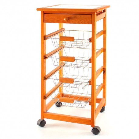 Carrito frutero de madera Namaro Design® con 4 canastillas