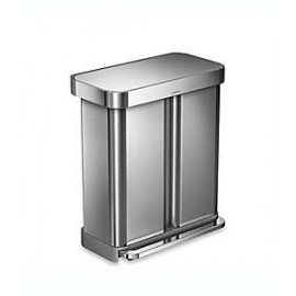 Bote de basura de acero inoxidable cepillado Simplehuman® con pedal y doble compartimento, 57.91 L
