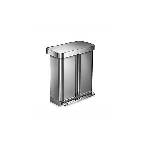 Bote de basura de acero inoxidable cepillado Simplehuman® con pedal y doble compartimento, 57.91 L