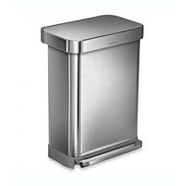 Bote de basura de acero inoxidable cepillado Simplehuman® rectangular, 55 L