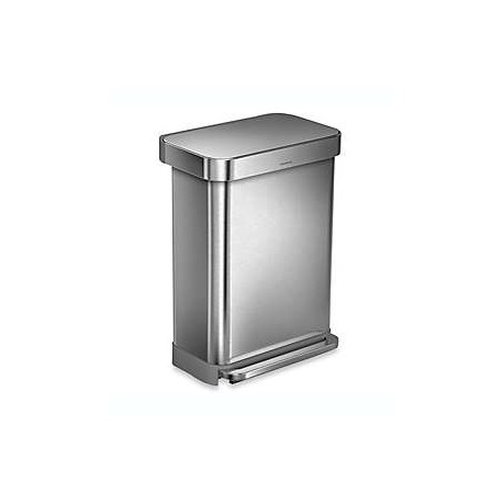 Bote de basura de acero inoxidable cepillado Simplehuman® rectangular, 55 L