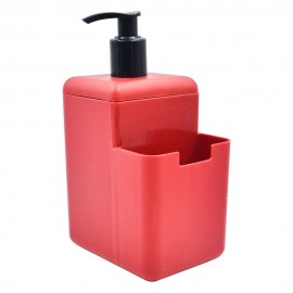 Dispensador de jabón de plástico Coza™ con organizador color rojo