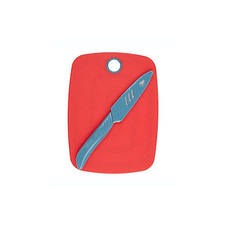 Tabla para picar y cuchillo Our Table™ color azul/rojo