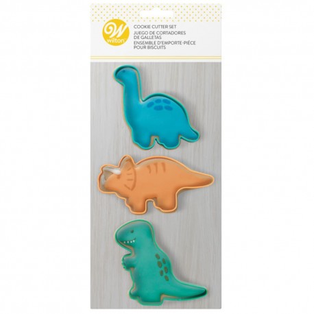 Set de cortadores de galletas de acero Wilton® dinosaurios, 3 piezas
