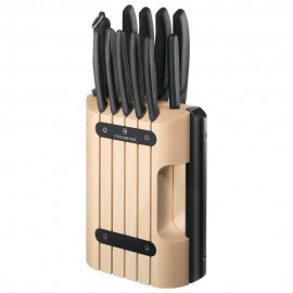 Set de cuchillos de acero inoxidable Victorinox® con base de madera, 11 piezas