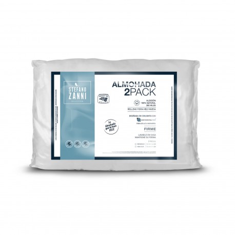 Almohadas estándar de algodón Stefano Zanni Collection firmes color blanco, Set de 2 pzas.