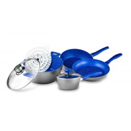 Batería de cocina FlavorStone® Grande System color azul, 7 piezas