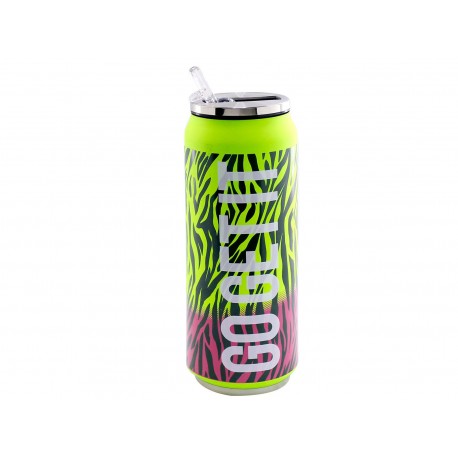 Vaso de acero inoxidable térmico Running Decora Go Get It color amarillo/rosa, 500 mL
