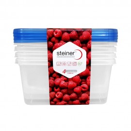 Set de contenedores de alimentos de plástico Steiner® de 2.2 L, 4 piezas