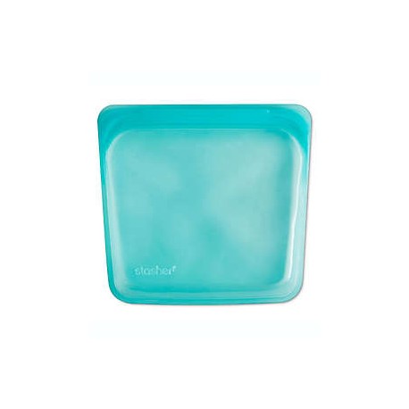 Bolsa para alimentos de silicón Stasher reutilizable, 443.6 mL color aqua