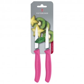 Cuchillos mondadores de acero inoxidable Victorinox® color rosa, 2 piezas