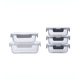 Set de contenedores para alimentos de vidrio Simply Essential™ color gris, 10 piezas