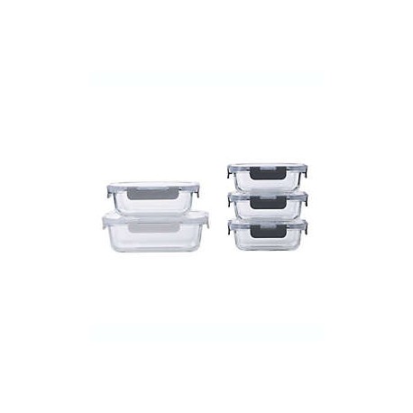 Set de contenedores para alimentos de vidrio Simply Essential™ color gris, 10 piezas