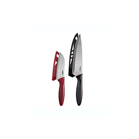 Cuchillos de acero de alto carbono Zyliss® Santoku y para chef, Set de 2 piezas