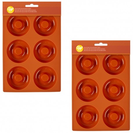 Set de moldes de silicón para donas Wilton® color naranja, 2 piezas