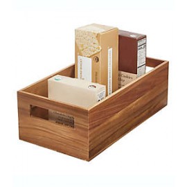 Contenedor grande de madera de acacia Squared Away™ con asas