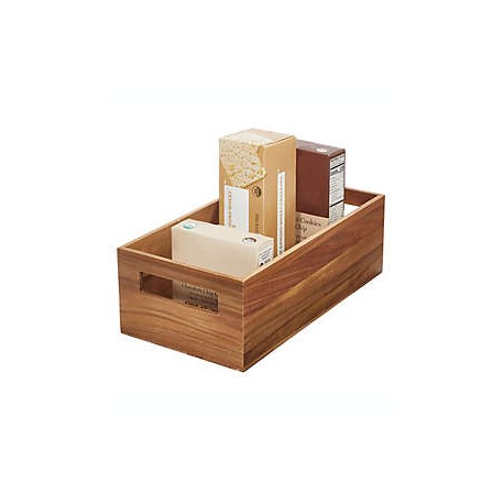 Contenedor grande de madera de acacia Squared Away™ con asas