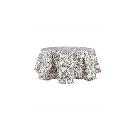 Mantel redondo Bee & Willow™ Paisley plastificado de 1.77 m color gris