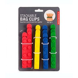 Pinzas de plástico Kikkerland® apilables para bolsas, Set de 8