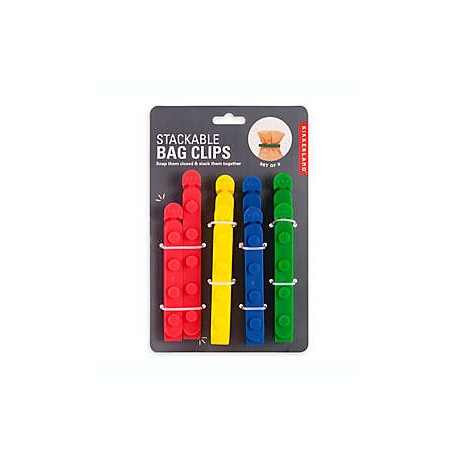 Pinzas de plástico Kikkerland® apilables para bolsas, Set de 8